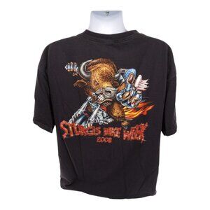 Delta Sturgis Bike Week 2008 T-Shirt Mens 2XL Black Hills Rally Biker Buffalo